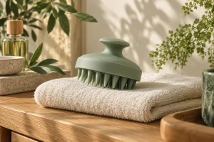 Lược massage da đầu silicone màu xanh sage