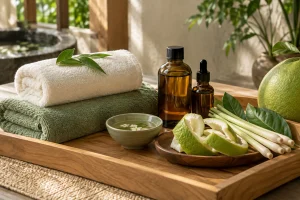 Khăn và tinh dầu trong liệu trình chăm sóc